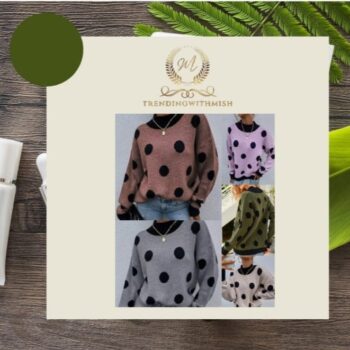 Polka dot crew neck cardigan jersey